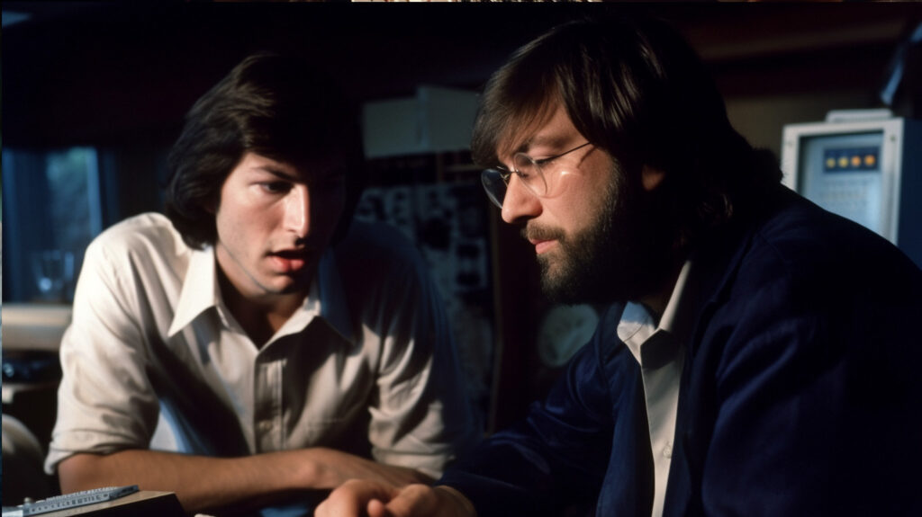 Steve Jobs et Steve Wozniak dans leur garage