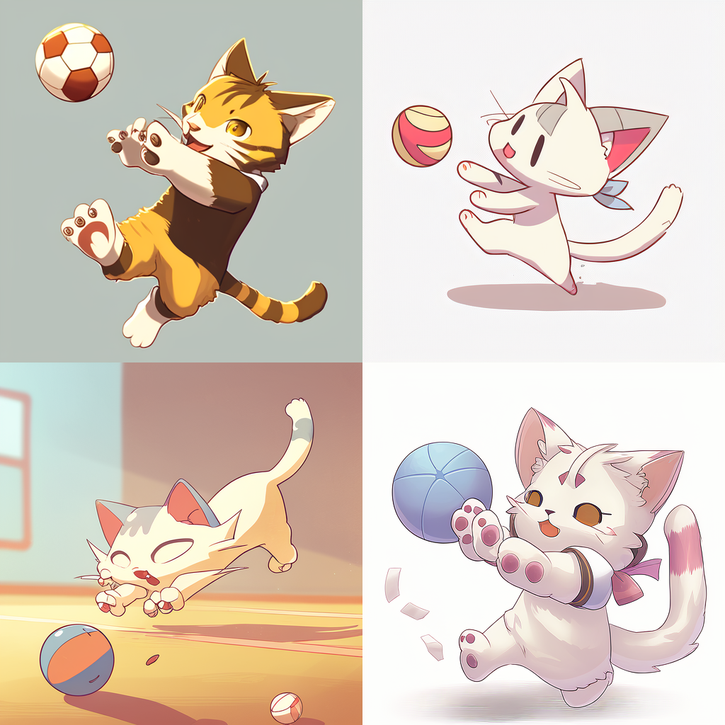 Prompt : a cat playing ball niji