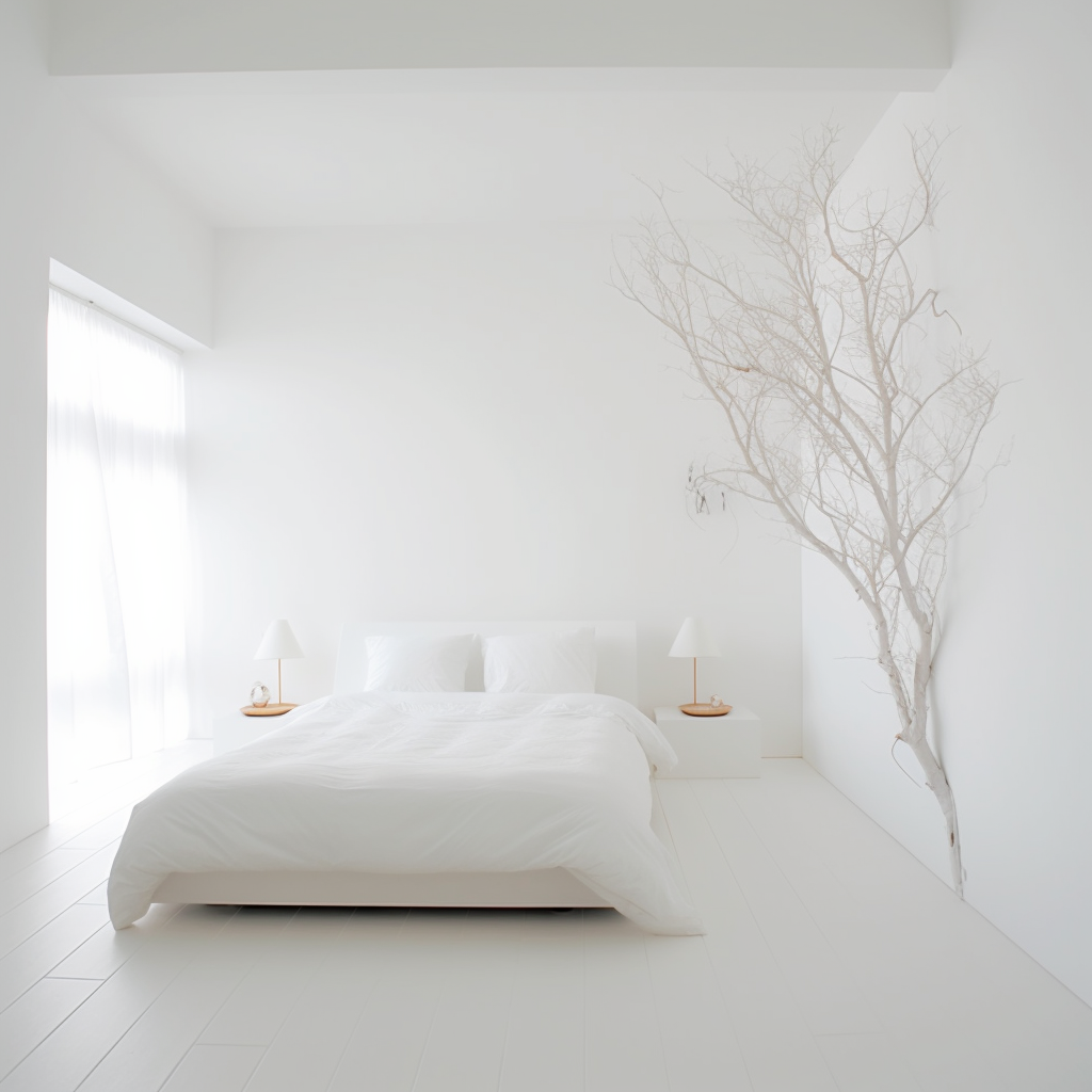 Chambre blanche minimaliste